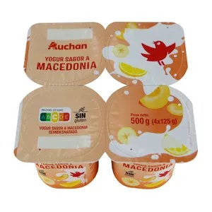 Auchan Yogur Sabor a Macedonia 4 X 125 G Producto Alcampo. 500 G