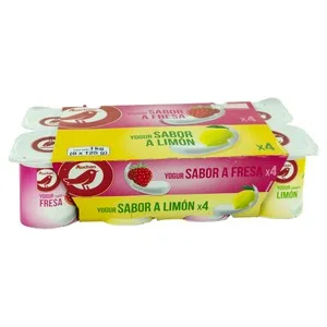 Auchan Yogures con Sabores Variados (4 de Fresa y 4 de Limón) 8 X 125 G. Producto Alcampo 1000 G
