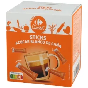 Azúcar Blanco de Caña en Sticks Classic´ Carrefour 300 G.