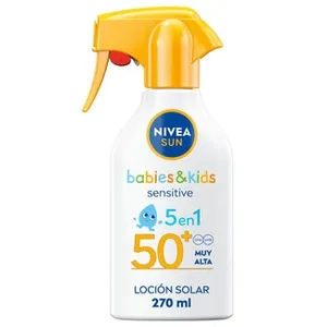 Babies & Kids Sensitive 5 en 1 Leche Solar Spf-50+ para Piel Sensible, Extra Resistente al Agua Nivea SUN