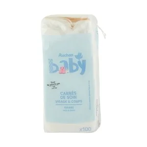 Producto Alcampo Baby Algodón Cuadrado sin Pelusas, para Cara y Cuerpo 100 Uds.
