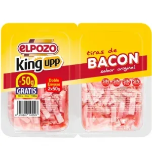 Bacon Cocido Sabor Ahumado en Tiras Elpozo King Upp sin Gluten y sin Lactosa Pack de 2 Unidades de 50 G