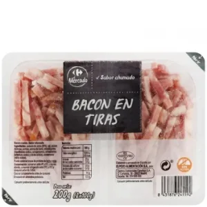 Bacón Sabor Ahumado en Tiras Carrefour el Mercado sin Gluten Pack de 2 Unidades de 100 G