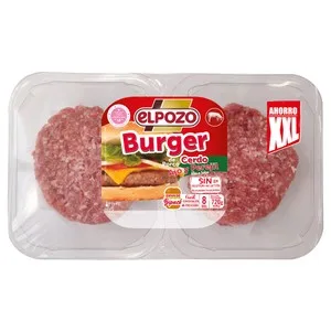Bandeja con Burger Meat de Cerdo, con Ajo y Perejil el Pozo 8 X 90 G. 720 G