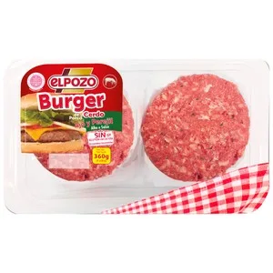 Bandeja con Burger Meat de Cerdo con Ajo y Perejil el Pozo 4 X 90 G. 360 G
