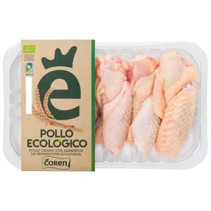 Coren Bandeja de Alitas de Pollo Ecológicas sin Punta y con Piel. 300 G