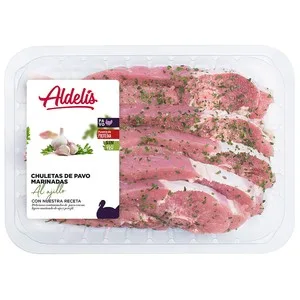 Bandeja de Chuletas de Pavo Marianadas al Ajillo Aldelís 450 G