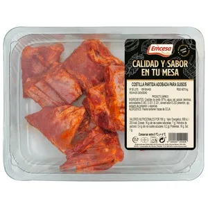 Emcesa Bandeja de Costilla de Cerdo Adobadas, Corte Especial para Guisos 250 G