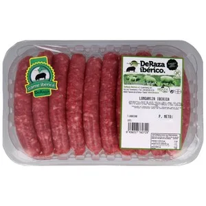 Bandeja de Longaniza Blanca (salchichas), Fresca e Ibérica, Elaboradas sin Gluten Deraza 350 G