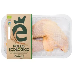 Coren Bandeja de Muslos de Pollo Ecológicos con Piel. 375 G
