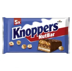 Barquillo con Crema, Avellanas Picadas y Caramelo Cubierto con Chocolate Knoppers Nutbar 200 G.
