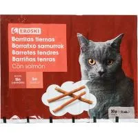 Barrita con Salmón para Gato Eroski, Paquete 30 G