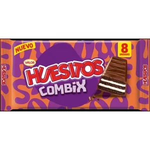 Barrita de Barquillo Cubierta de Chocolate Rellena de Crema de Leche Huesitos Combix 160 G.