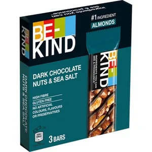 Barrita de Frutos Secos con Chocolate Negro y Sal Marina sin Gluten Be-kind 90 G