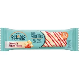 Barrita de Proteínas de Chocolate Blanco y Fresa con Probióticos sin Azúcares Añadidos Dinamic Protein 55 G
