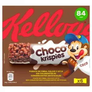 Barritas de Arroz Tostado con Cacao y Leche Choco Krispies Kellogg's Pack de 6 Unidades de 20 G.