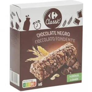 Barritas de Cereales con Chocolate Carrefour Classic Pack 6 Unidades de 21 G.
