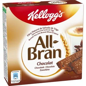 Barritas de Cereales de Chocolate con Fibra Natural de Salvado de Trigo 6 Unidades Kellogg's All-bran