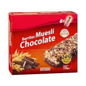Barritas de Cereales Muesli y Chocolate Hacendado 0.138 KG