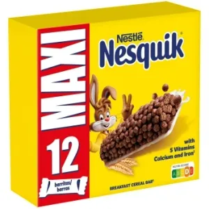 Barritas de Cereales Tostados con Cacao y Leche Nesquik Nestlé Pack de 12 Unidades de 25 G.