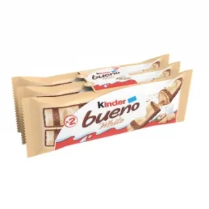 Barritas de Chocolate con Leche y Crema de Avellanas White Kinder Bueno Pack de 3 Unidades de 39 G.