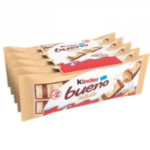 Barritas de Chocolate con Leche y Crema de Avellanas White Kinder Bueno Pack de 5 Unidades de 39 G.