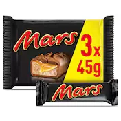 Barritas de Chocolate y Caramelo 3 Unidades Mars 135 G