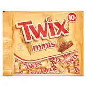 Mini Barritas de Chocolate y Galleta Rellena de Caramelo Twix Bolsa 227 G