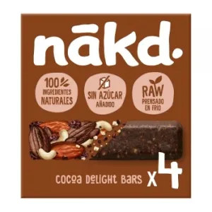 Barritas de Fruta y Frutos Secos con Cacao Nakd sin Azúcar Añadido 140 G.