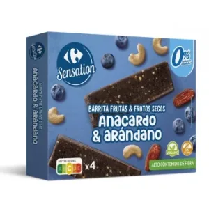 Barritas de Frutas y Frutos Secos Carrefour Sensation sin Azúcar Añadido 120 G.