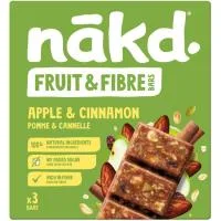 Barritas de Manzana, Fruta y Fibra Nakd, 3 Uds, Caja 132 G