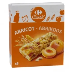 Barritas de Muesli con Albaricoque Carrefour Classic 6 Unidades de 21 G.
