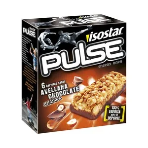 Isostar Barritas Energéticas de Chocolate con Avellanas Isostar Pulse, 6 Uds X 23 G.