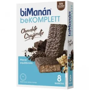 Barritas Sabor Chocolate Crujiente Bimanán Bekomplett sin Gluten Pack de 8 Unidades de 35 G.
