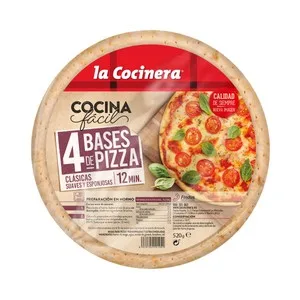 LA Cocinera Bases Clásicas para Pizzas Suaves y Esponjosas 4 X 130 G. 520 G