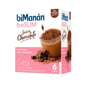 Bimanán Batido con Sabor a Chocolate sin Azúcares Añadidos, Sustitutivo de 1 Comida Bimanán Be Slim 6 Uds. 5 UD