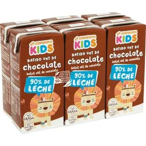 Batido de Chocolate 90% Leche Eroski, Pack 6x200 Ml