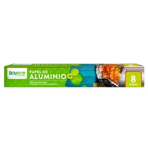 Bayeco Papel de Aluminio Extra Resistente, con Sierra de Corte en el Estuche Rollo 8m 800 UD