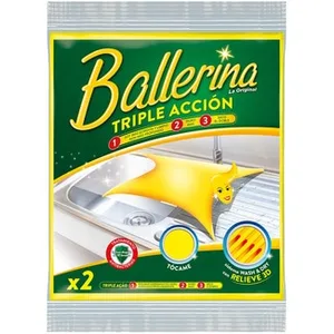Bayeta Amarilla la Original Sistema Wash & Dry con Relieve 3d Ballerina