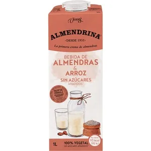 Bebida de Almendras y Arroz sin Azúcares Añadidos 100% Vegetal sin Gluten y sin Lactosa Almendrina