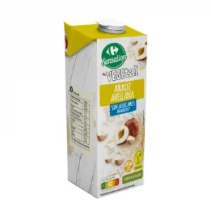 Bebida de Arroz y Avellana con Cacao sin Azúcares Añadido Carrefour Sensation sin Gluten 1 L.