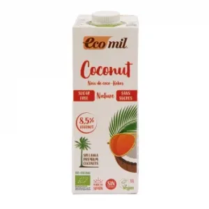 Bebida de Coco Ecológica Ecomil sin Gluten y sin Azúcar Brik 1 L.
