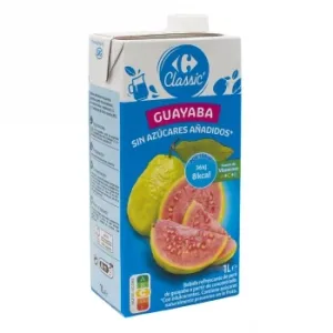 Bebida de Fruta Guayaba Carrefour Classic´ sin Azúcar Añadido Brik 1 L.