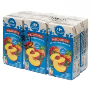 Bebida de Melocotón Carrefour Classic sin Azúcar Pack de 6 Briks de 20 Cl.