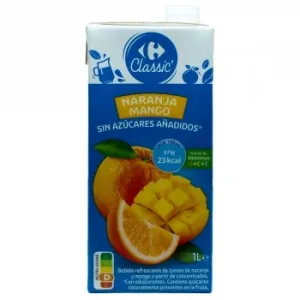 Bebida de Naranja y Mango Carrefour Classic sin Azúcar Añadido Brik 1 L.