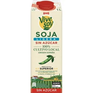 Bebida de Soja Ligera sin Azúcar con Aminoácidos Esenciales, Calcio y Vitaminas D y B12  Vivesoy 1 L