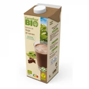 Bebida de Soja Sabor Chocolate con Calcio Ecológica Carrefour Bio sin Gluten Brik 1 L.