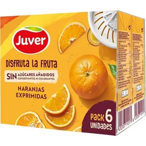 Bebida de Zumo de Naranjas Exprimidas sin Azúcares Añadidos Pack 6  Juver Disfruta 200 ML