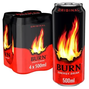 Bebida Energética Carbonatada Sabor Original con Taurina, Cafeína y Guaraná Pack 4 Burn