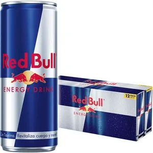 Bebida Energética con Cafeína, Taurina, Vitamina B, Sacarosa y Glucosa Pack 12  RED Bull 250 ML
